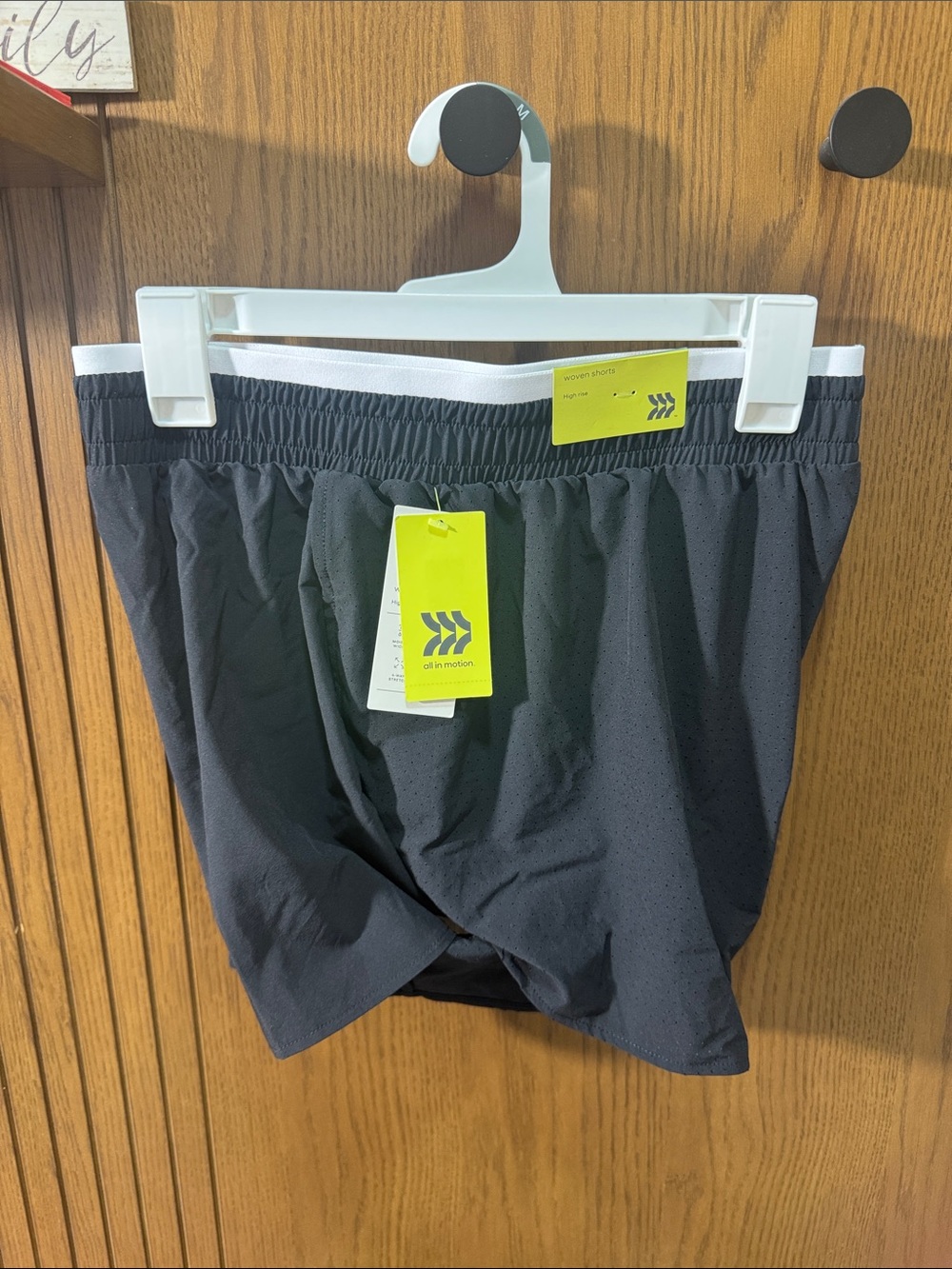 all in motion Black Athletic Shorts with White Waistband